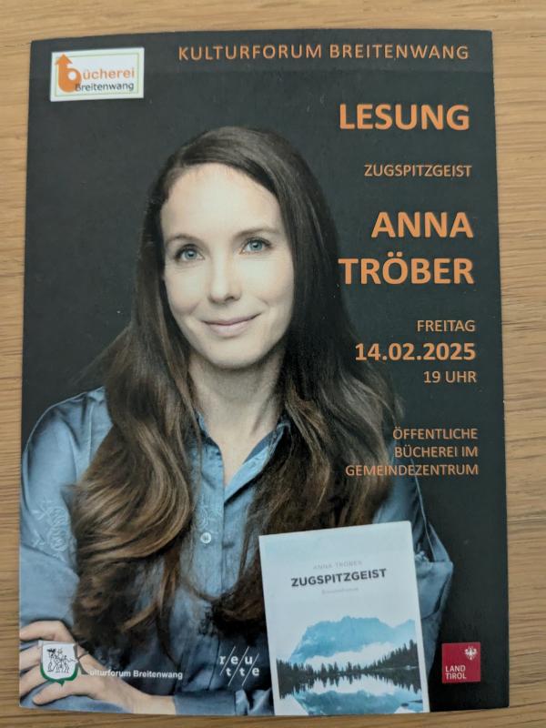 Veranstaltungsankündigung: Lesung mit Anna Tröber