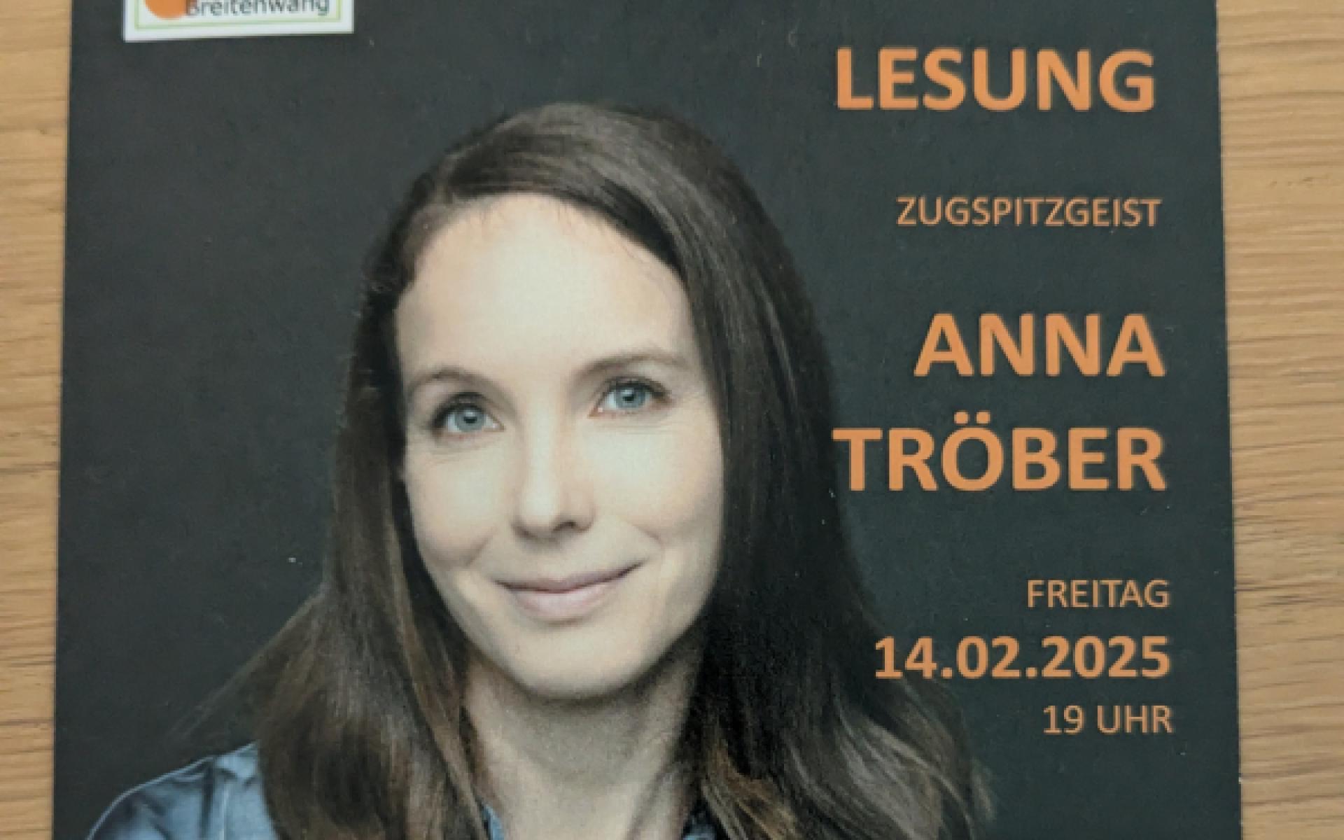 Veranstaltungsankündigung: Lesung mit Anna Tröber